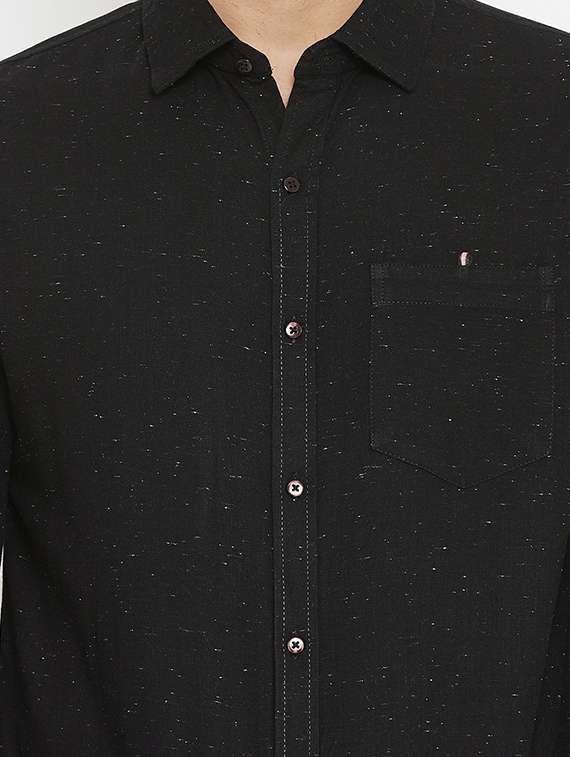 black self design casual shirt - 17837949 - Standard Image - 4