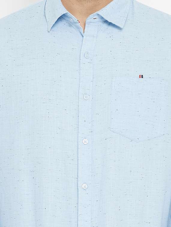 light blue self design casual shirt - 17837950 - Standard Image - 4