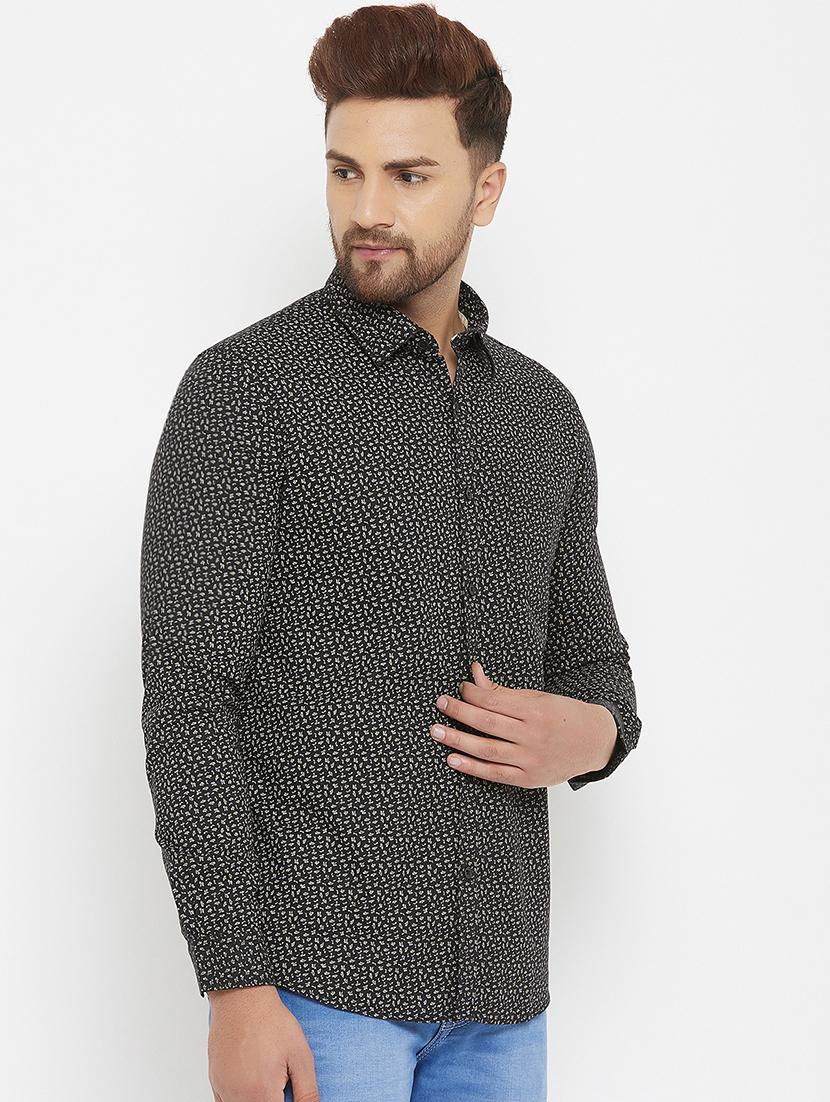 mens micro print casual shirt - 17837952 - Standard Image - 1