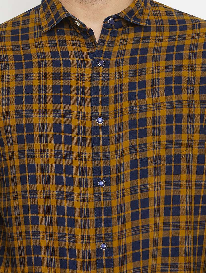 yellow checkered casual shirt - 17837977 - Standard Image - 4