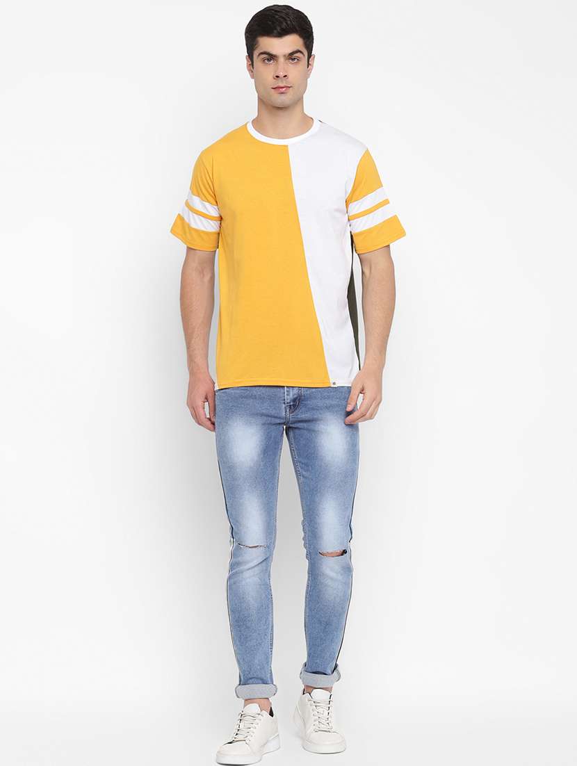 mustard color block cut & sew t-shirt - 17839092 - Standard Image - 4