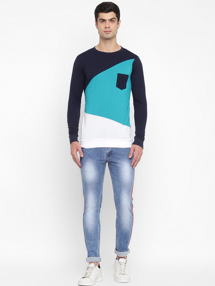 multi color block cut & sew pocket t-shirt - 17839094 - Standard Image - 4