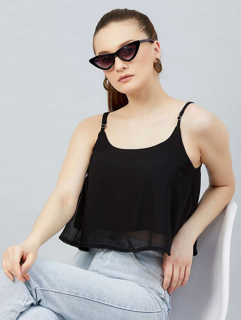 women's crop shoulder strap top - 17839141 -  Standard Image - 1