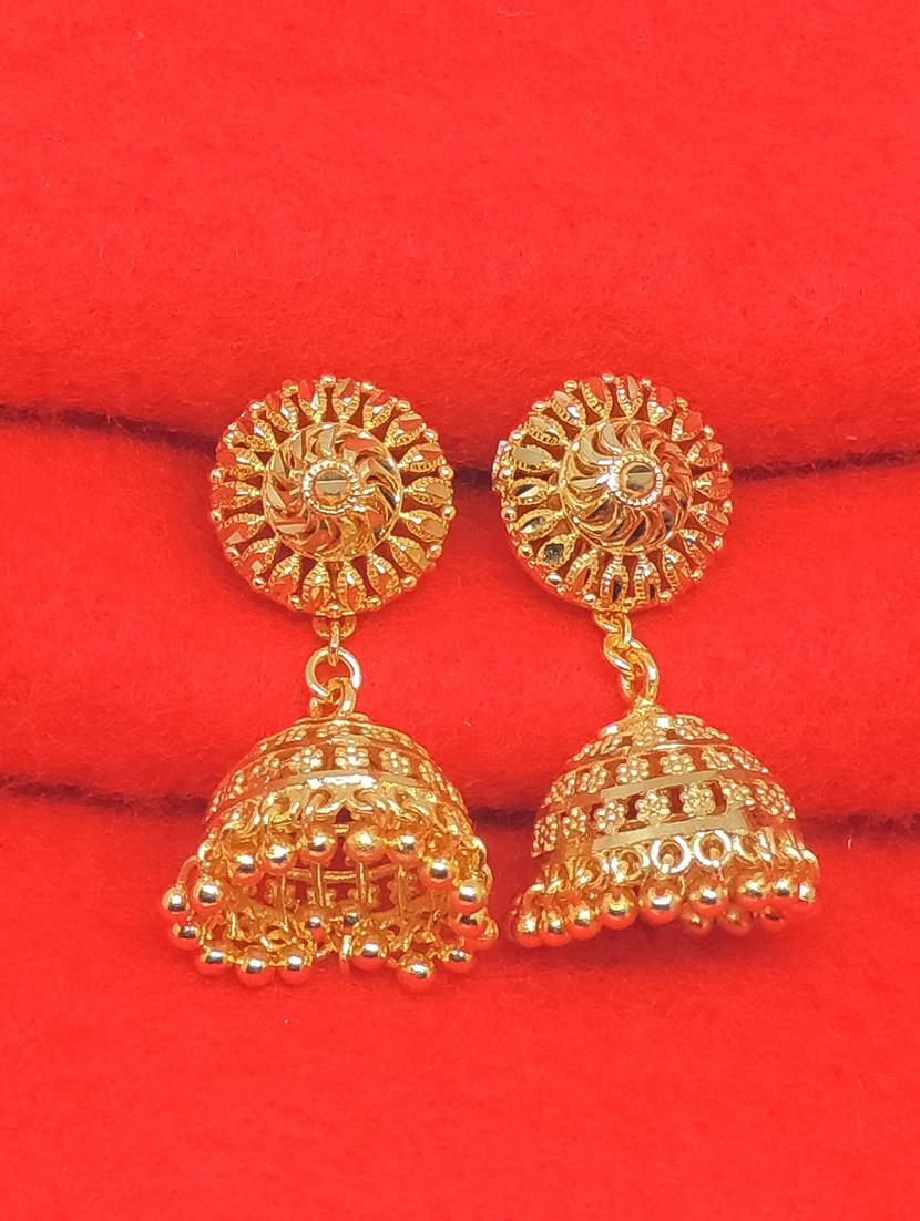 gold brass jhumka earring