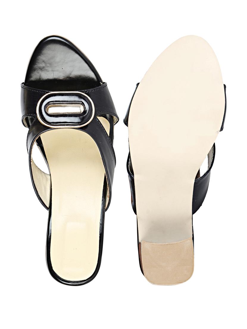 black sheet slip on sandals - 17839475 - Standard Image - 4