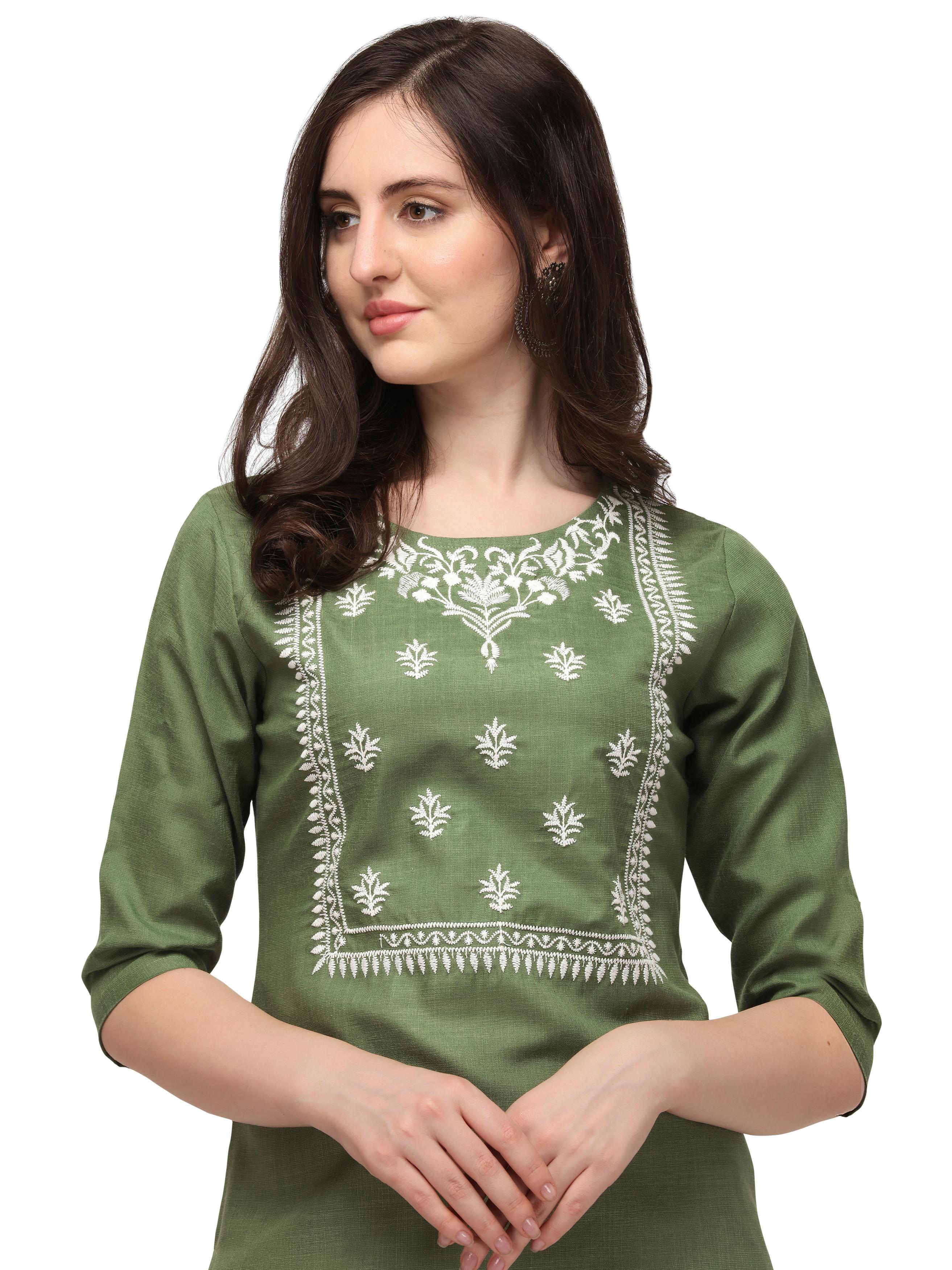 women's embroidered kurta with pants care  - 17840825 -  Standard Image - 1