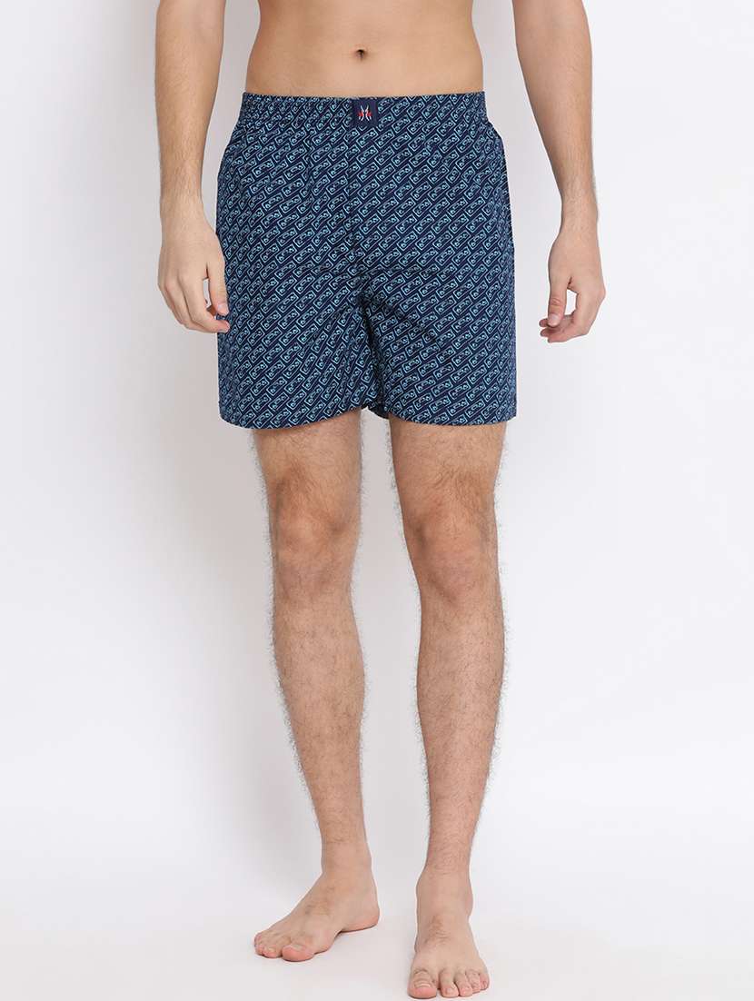 navy blue printed boxer
