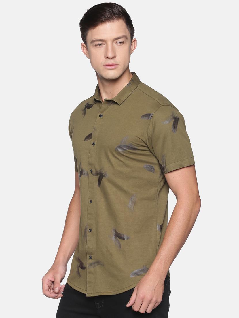 mens foil print casual shirt - 17843235 - Standard Image - 1
