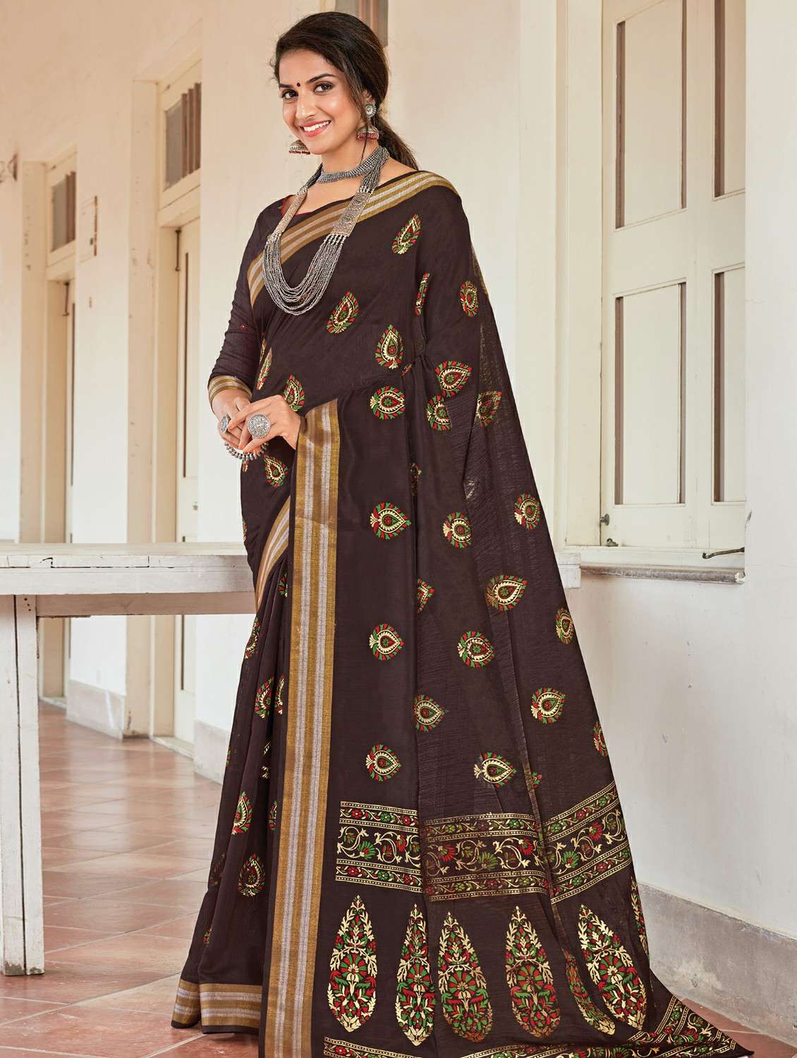 floral bordered saree