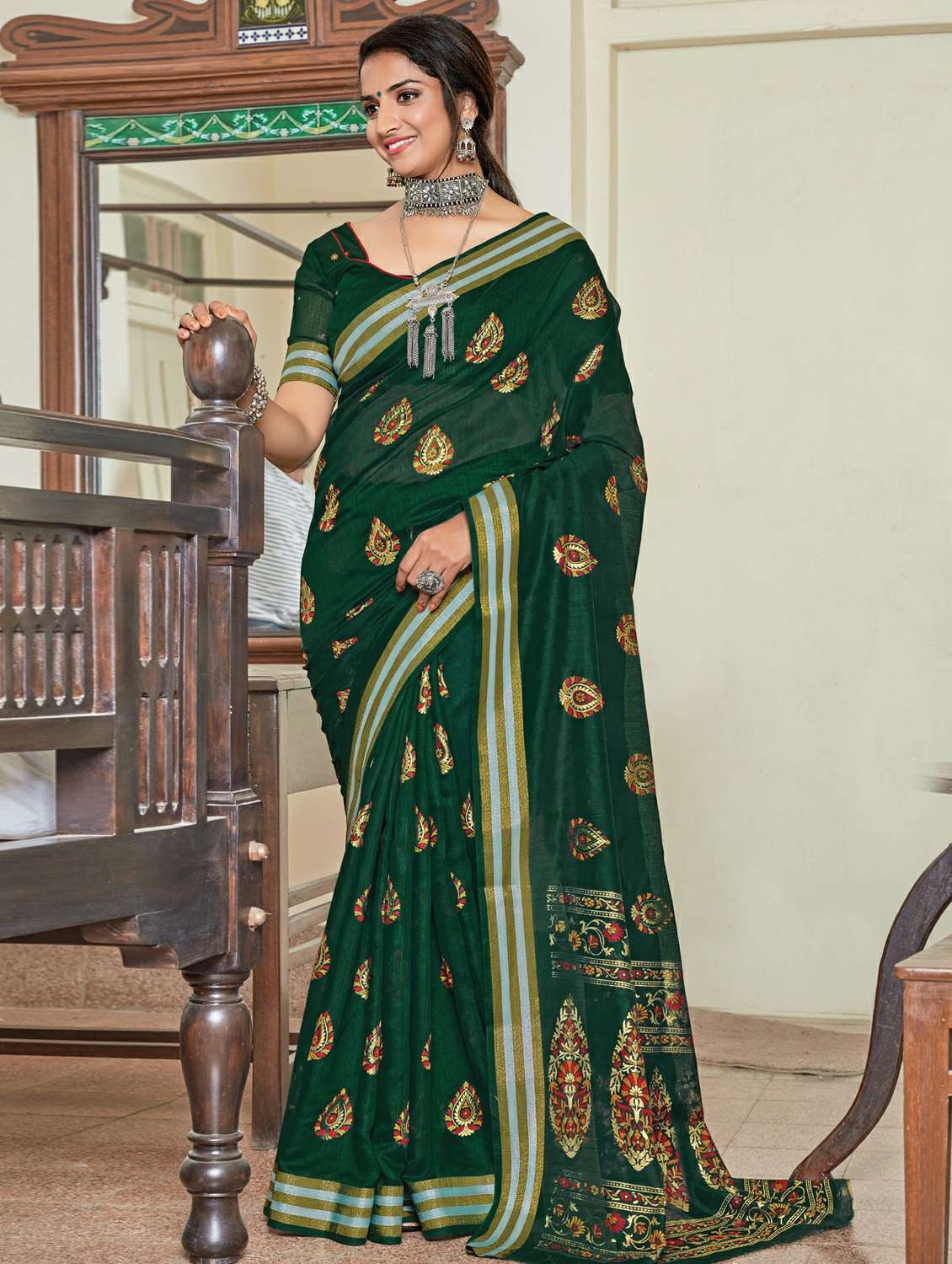 floral bordered saree