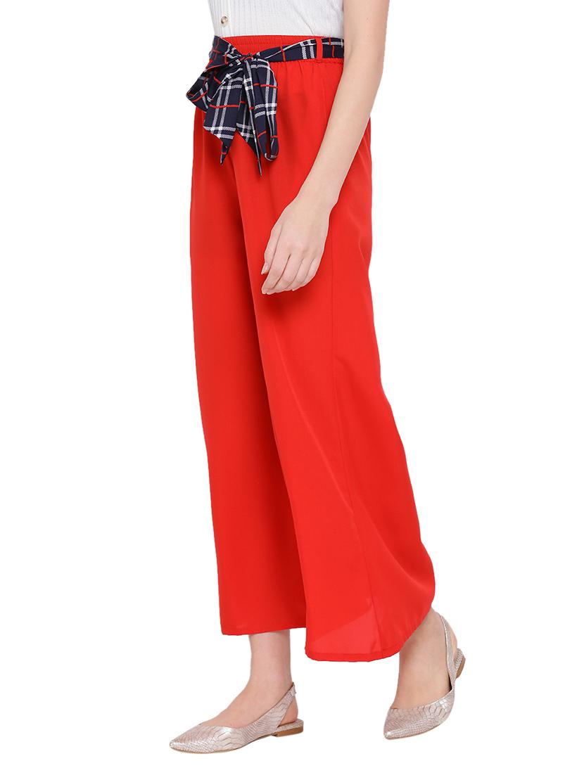 women solid flat front wide leg trouser - 17843592 - Standard Image - 1