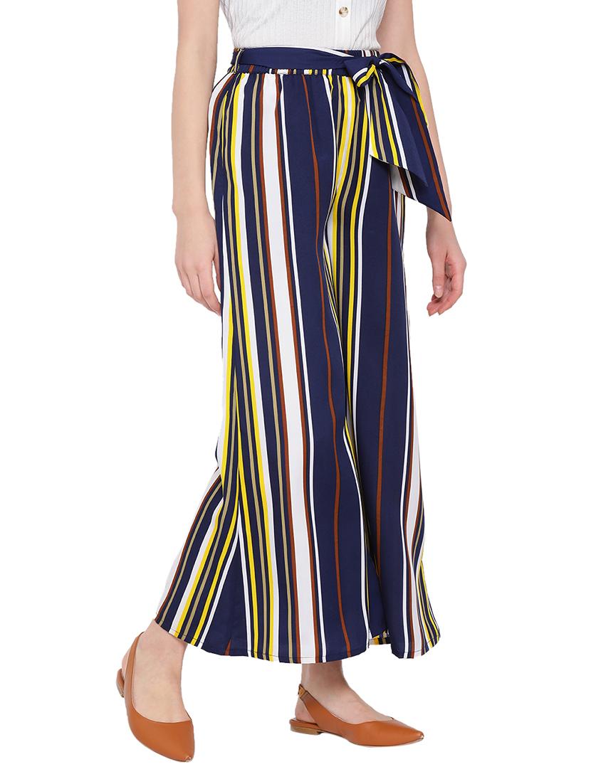 striped flat front wide leg trouser - 17843593 -  Standard Image - 1
