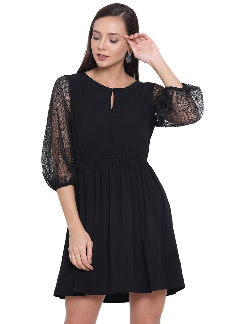 women's fit & flare solid dress - 17843627 - Zoom Image - 0