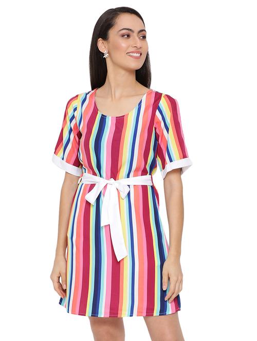 tie front striped a-line dress - 17843629 -  Standard Image - 0