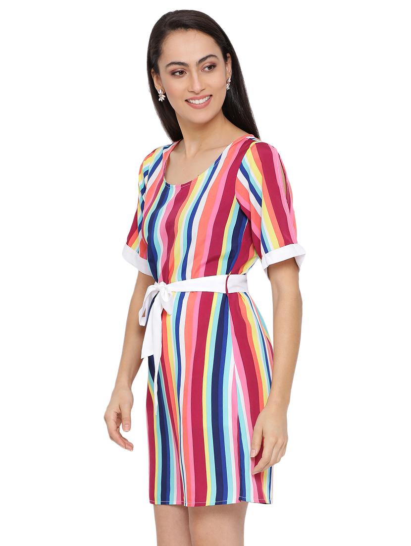 tie front striped a-line dress - 17843629 -  Standard Image - 1