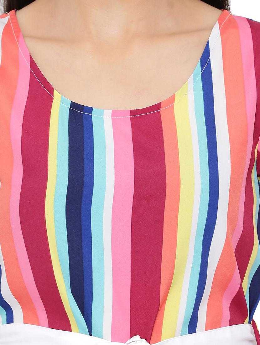 tie front striped a-line dress - 17843629 - Standard Image - 4