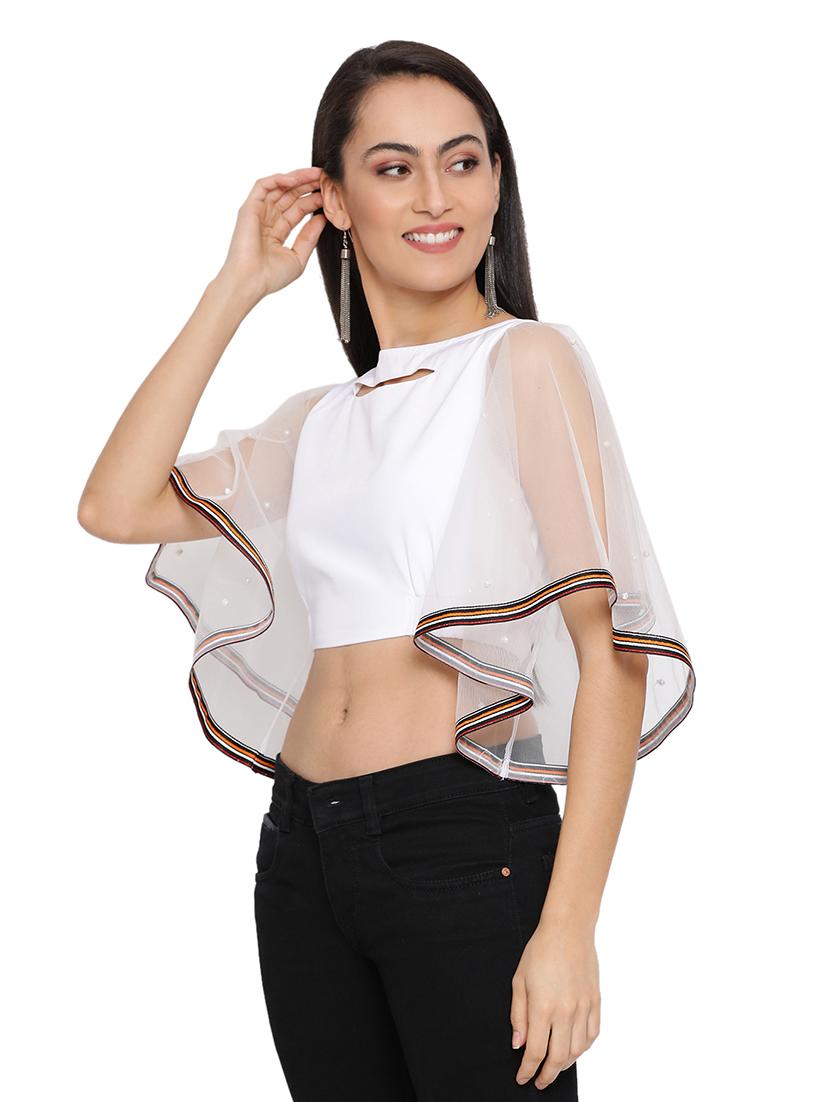 bell sleeved crop top - 17843636 - Standard Image - 1
