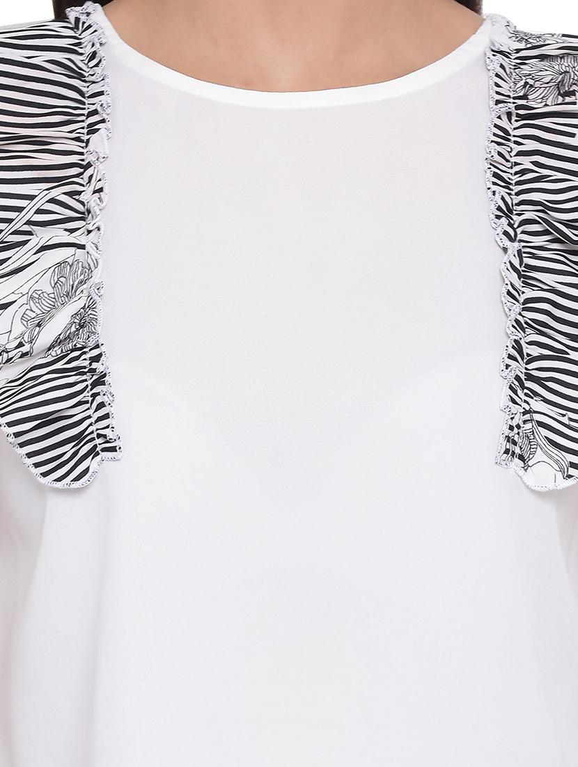 frill detail round neck top - 17843638 - Standard Image - 4