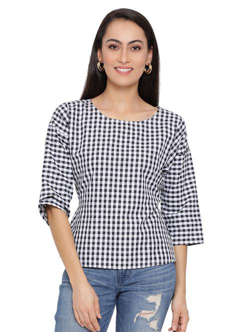 tie back checkered  top - 17843642 -  Standard Image - 0