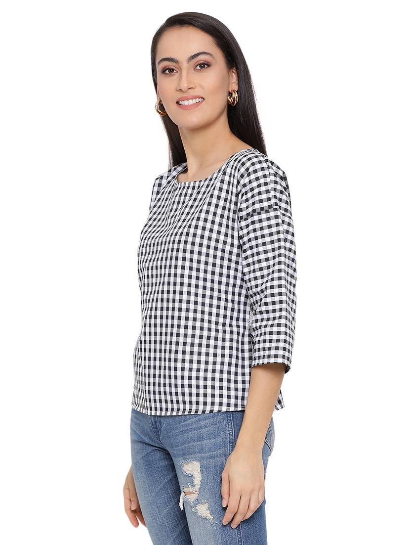 tie back checkered  top - 17843642 -  Standard Image - 1