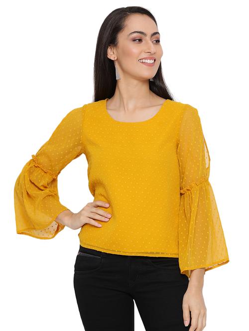 bell sleeved dobby top - 17843644 - Standard Image - 0