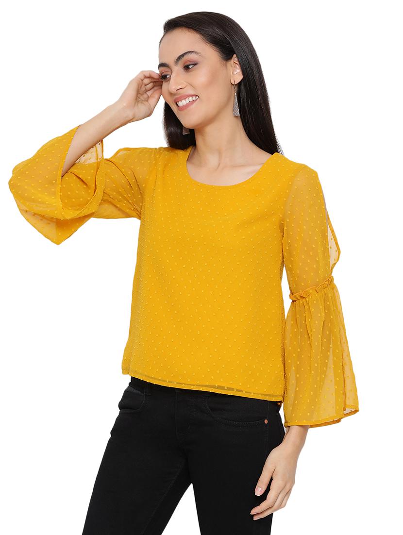 bell sleeved dobby top  - 17843644 -  Standard Image - 1