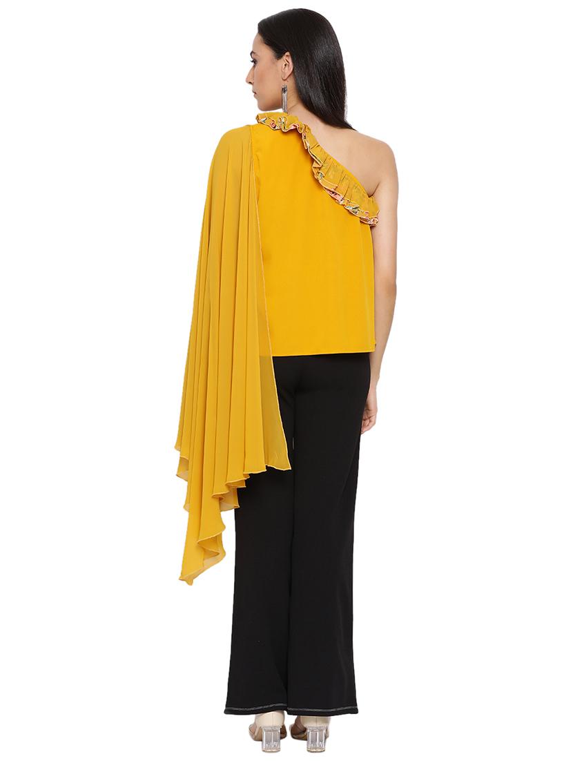 exaggerated sleeved solid top - 17843645 - Standard Image - 1