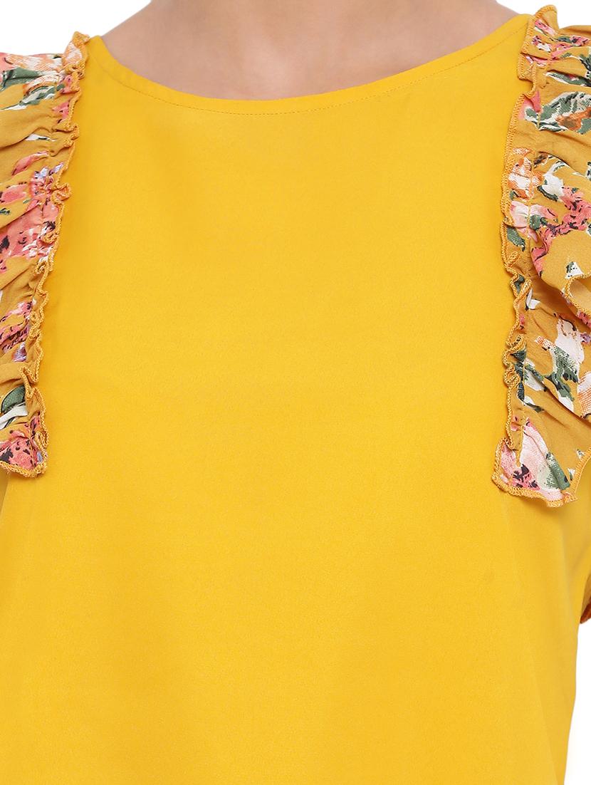 frill detail round neck top - 17843646 - Standard Image - 4