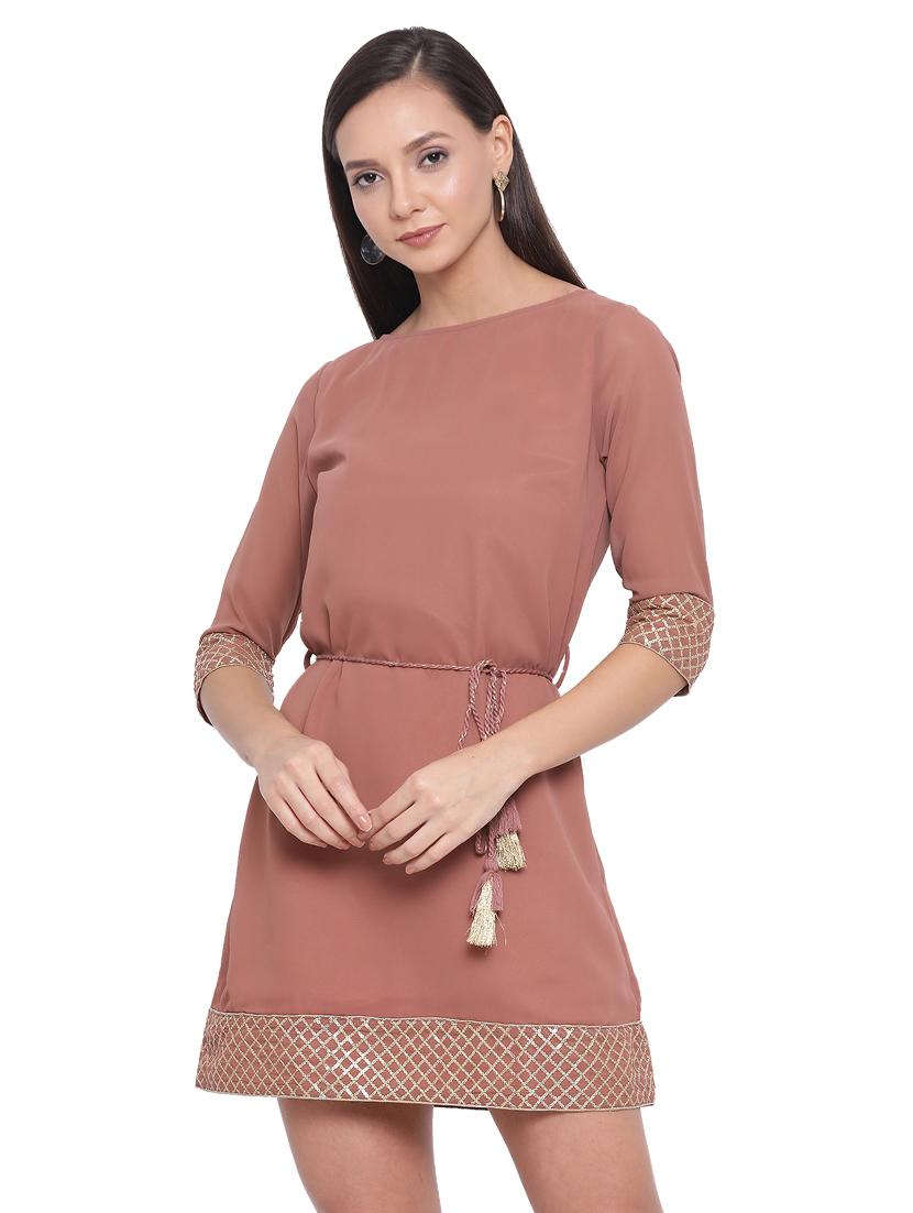 tie front embellished detail a-line dress - 17843660 -  Zoom Image - 0