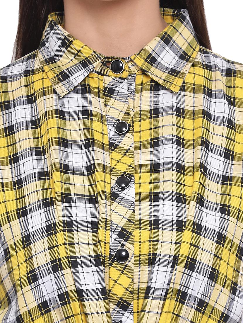 tie front checkered shirt dress - 17843662 - Standard Image - 4