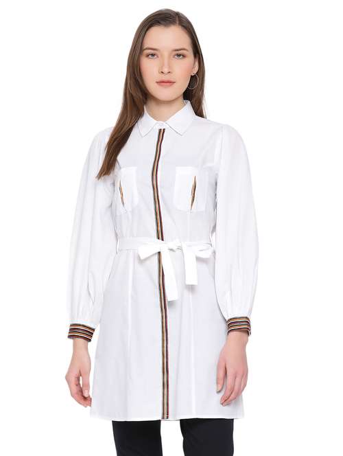 tie front contrast taped  top - 17843667 -  Standard Image - 0