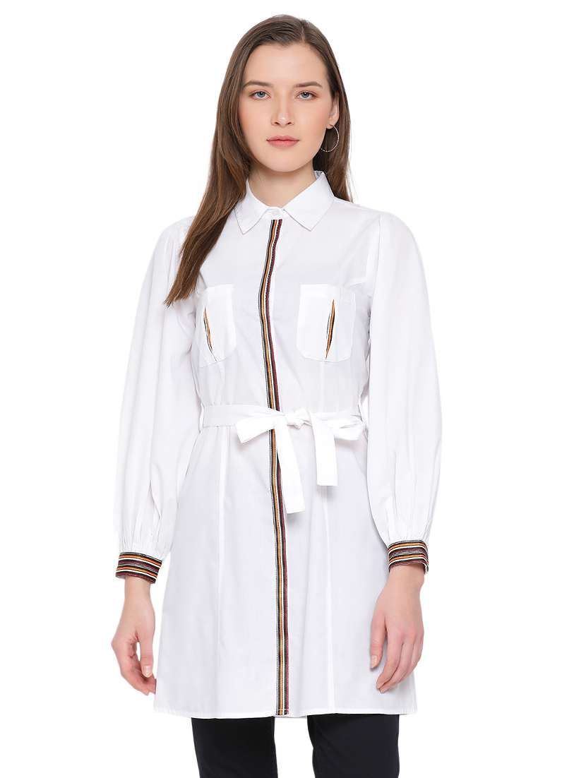 tie front contrast taped  top