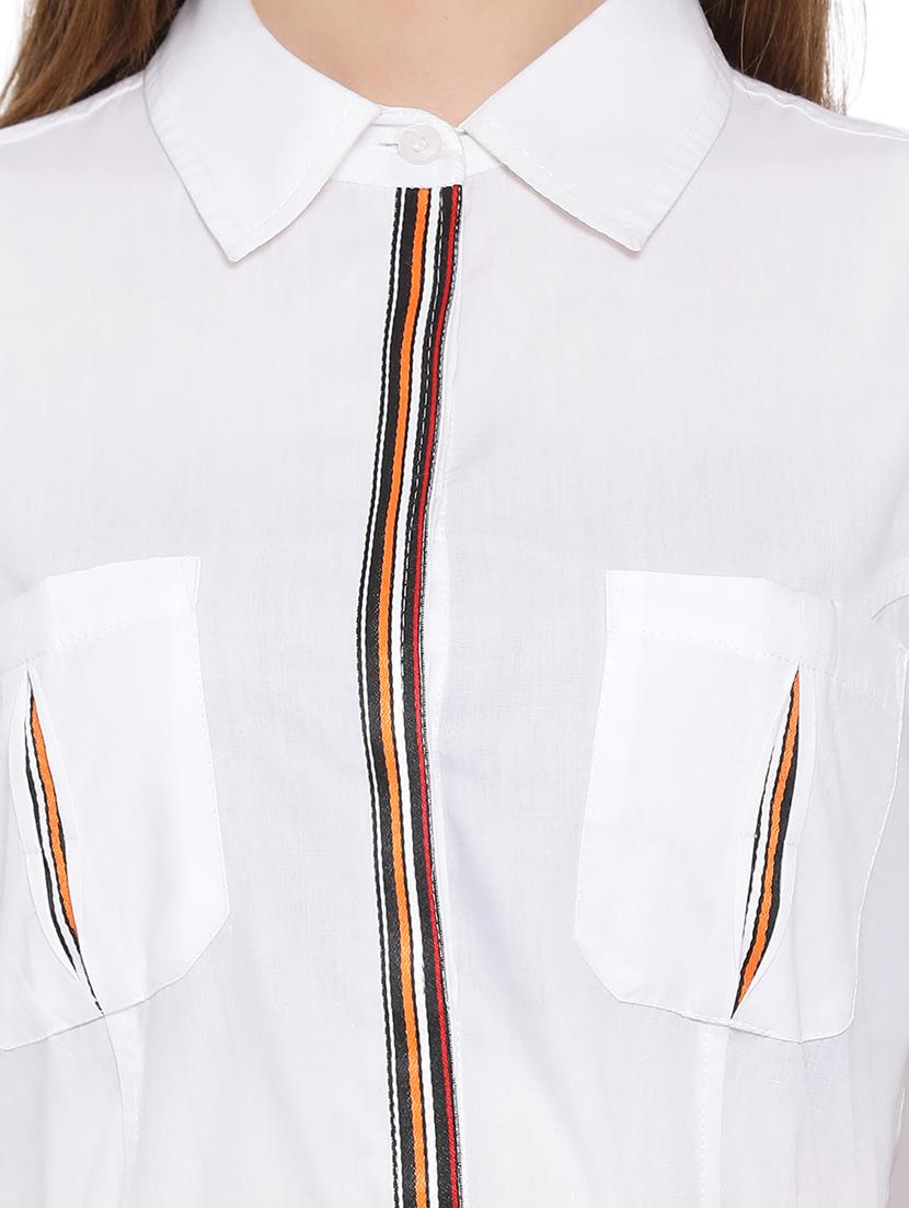 tie front contrast taped top - 17843667 - Standard Image - 4