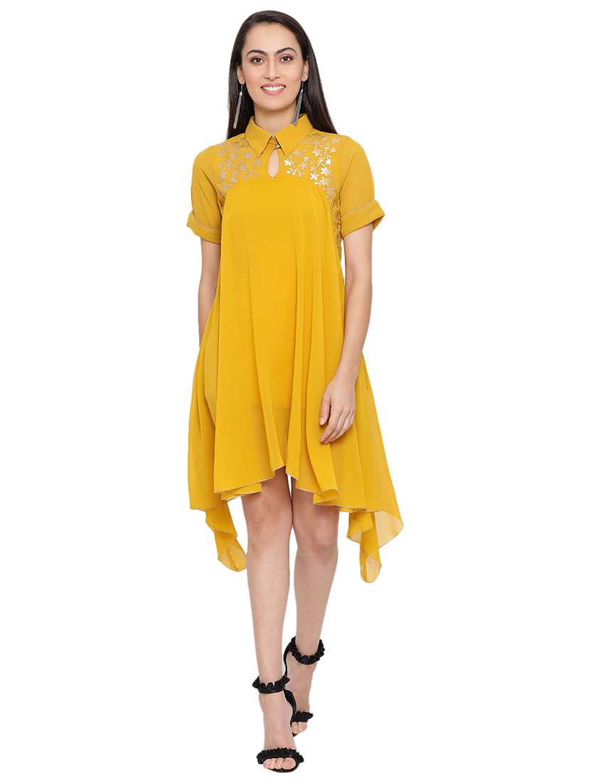 women's asymmetric knee length dress