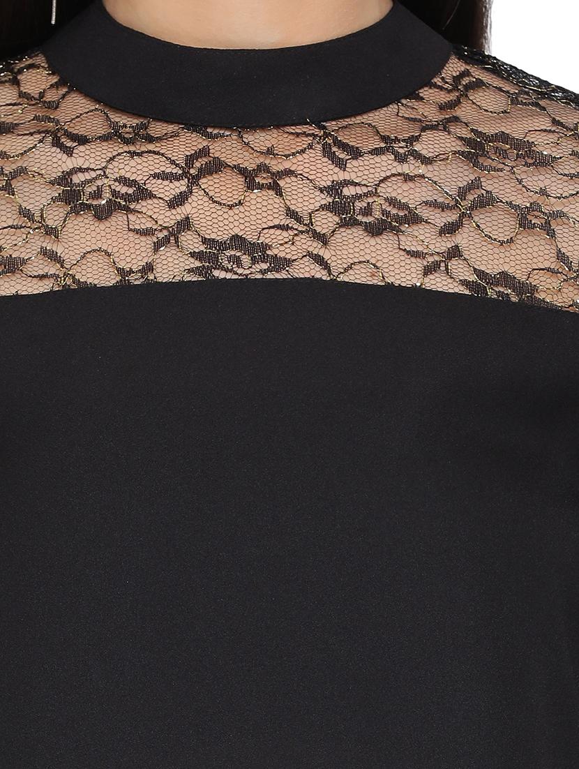 mock neck mesh panel top - 17843674 - Standard Image - 4