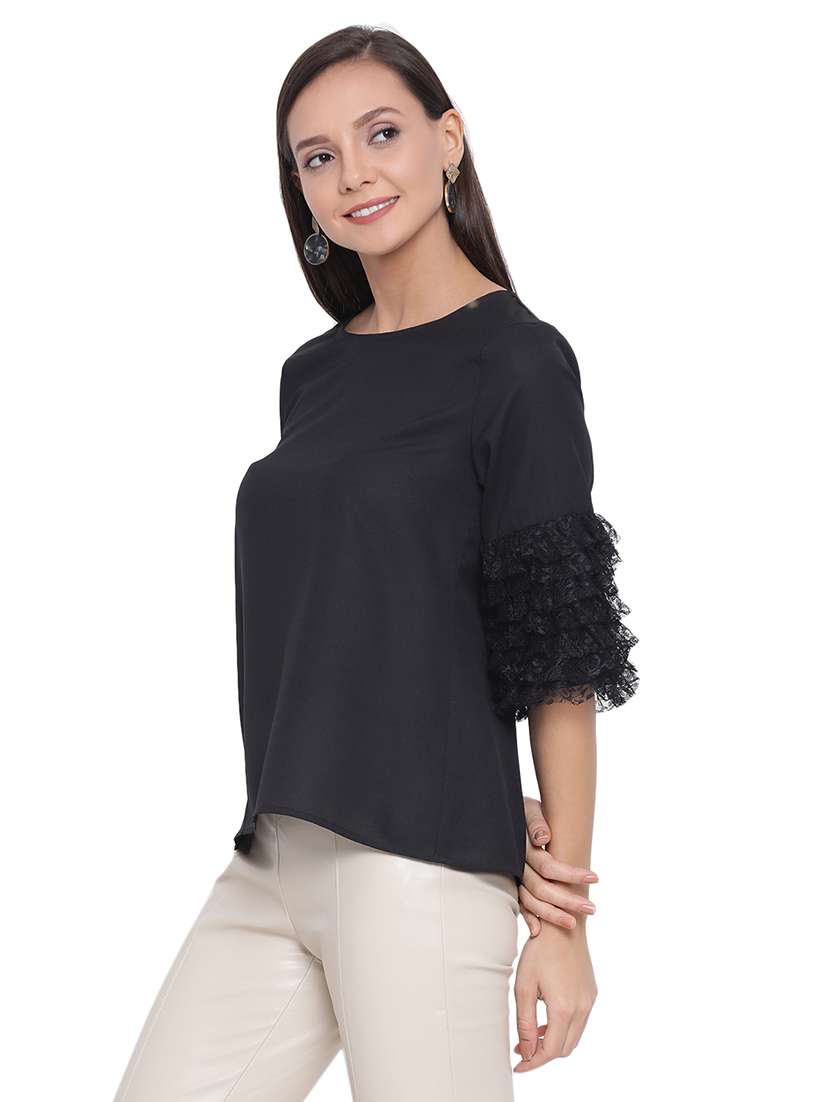 women's straight round neck top - 17843675 - Standard Image - 1