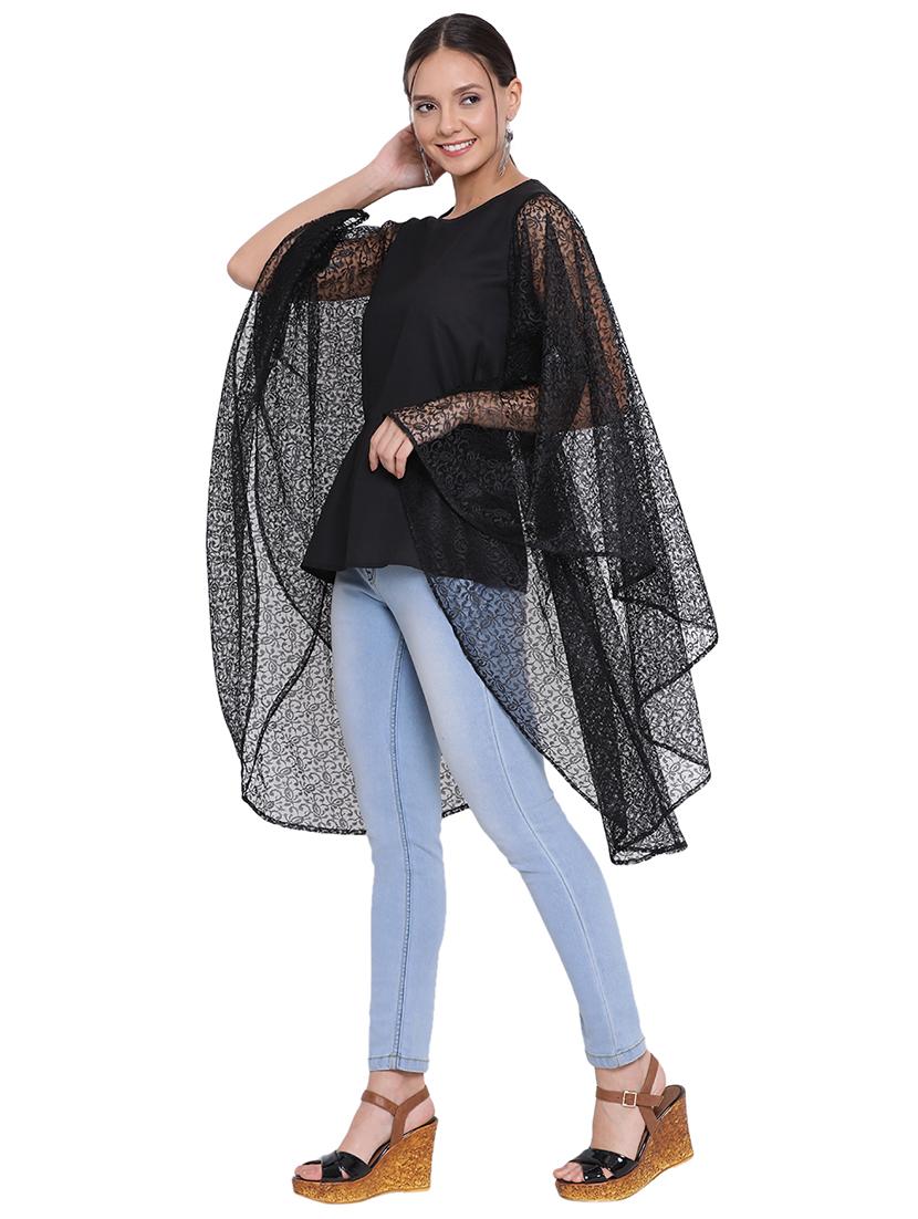 exaggerated sleeved solid top - 17843676 - Standard Image - 1