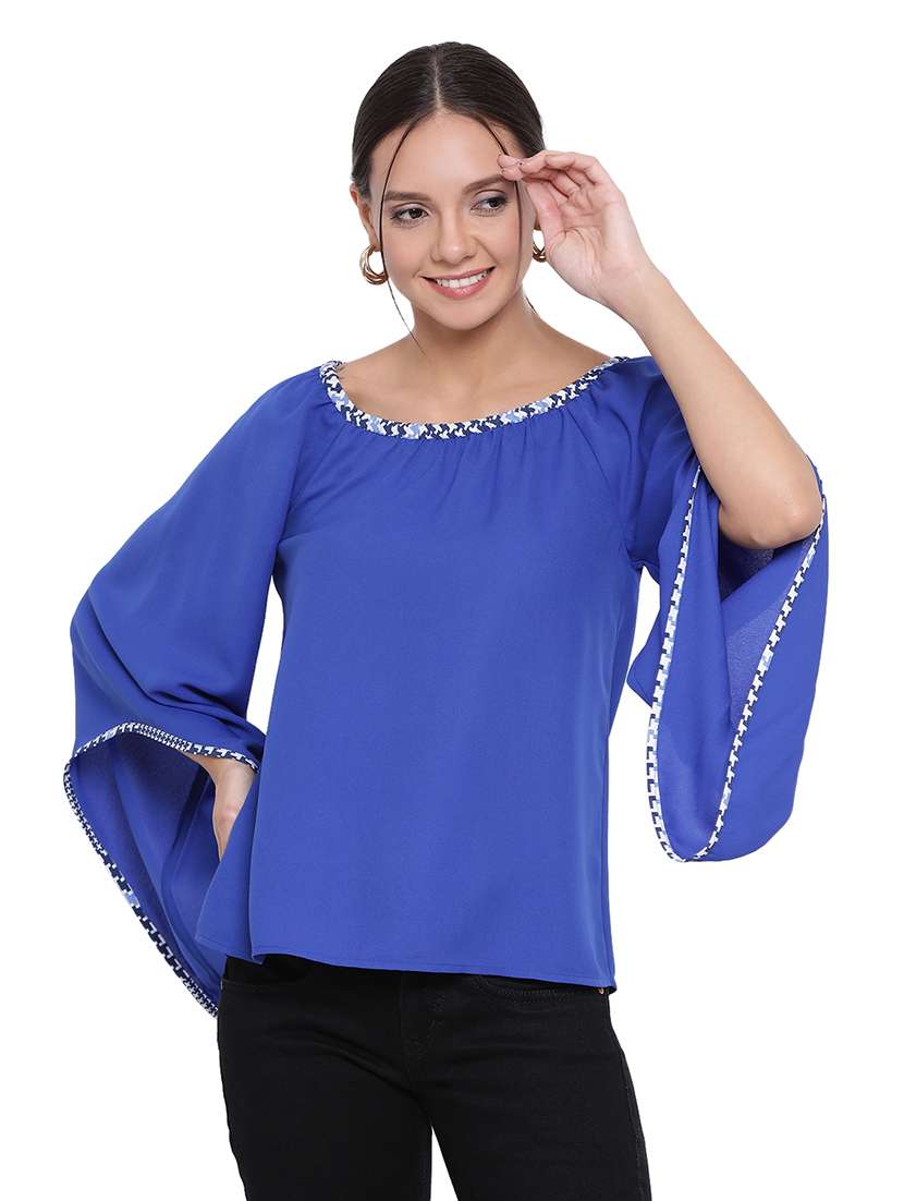 bell sleeved contrast bind  top