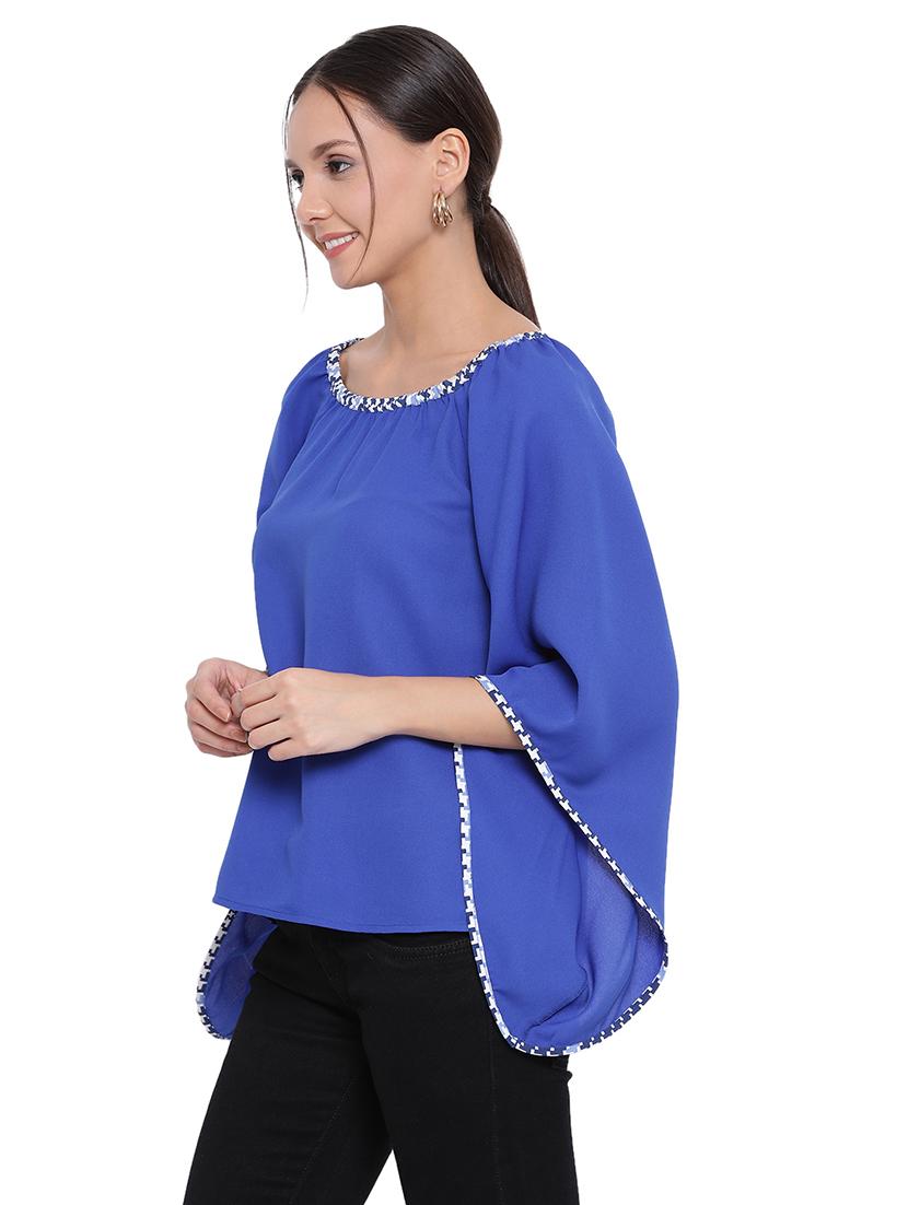 bell sleeved contrast bind top - 17843679 - Standard Image - 1