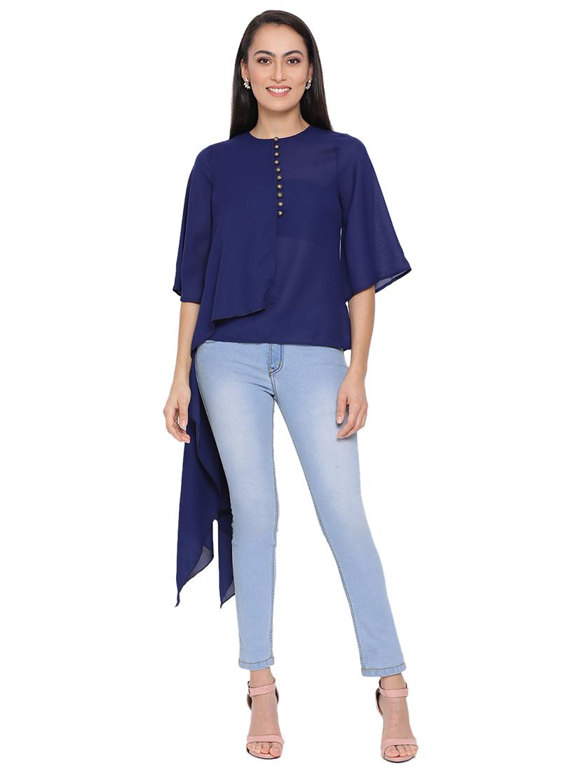 embellished hem solid top - 17843681 - Zoom Image - 0