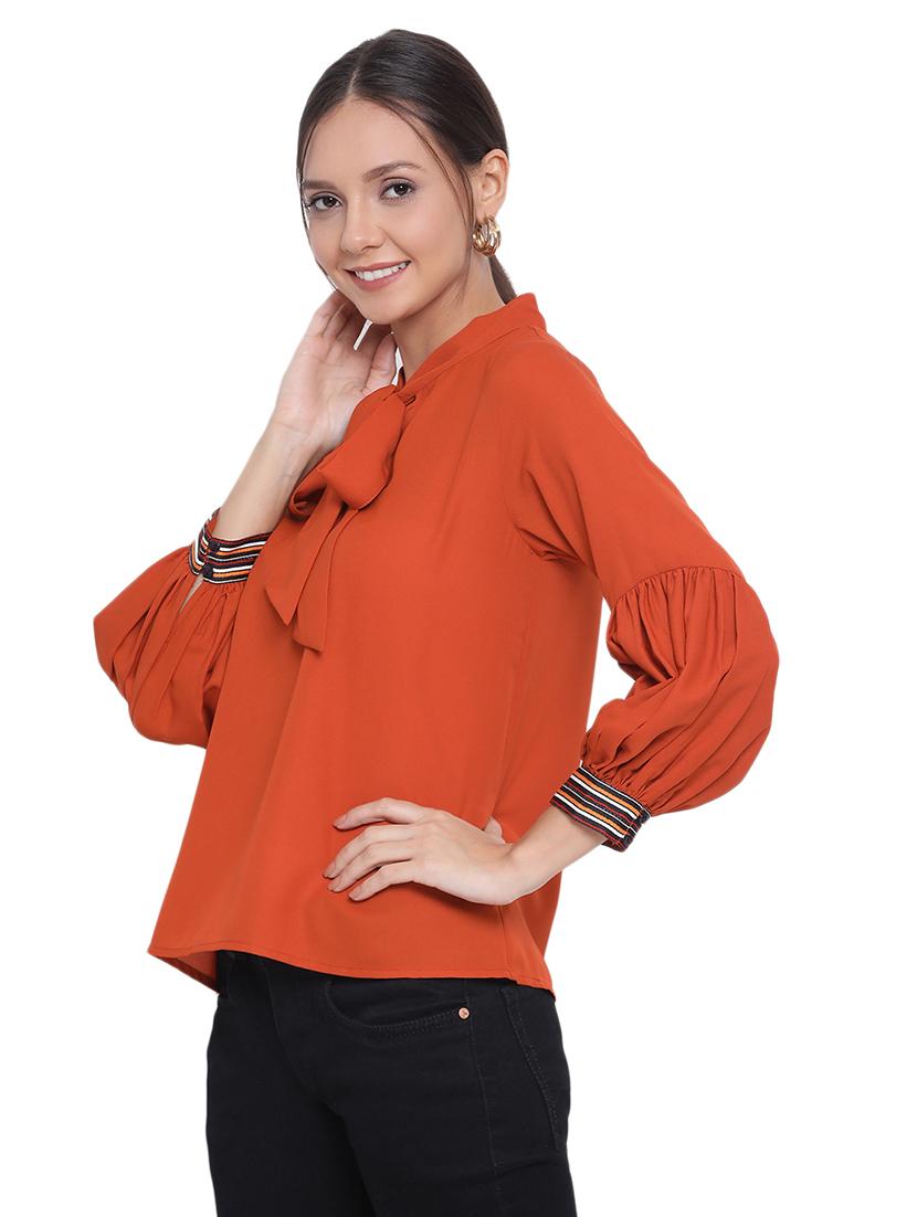 tie up neck bishop sleeved top - 17843684 -  Standard Image - 1