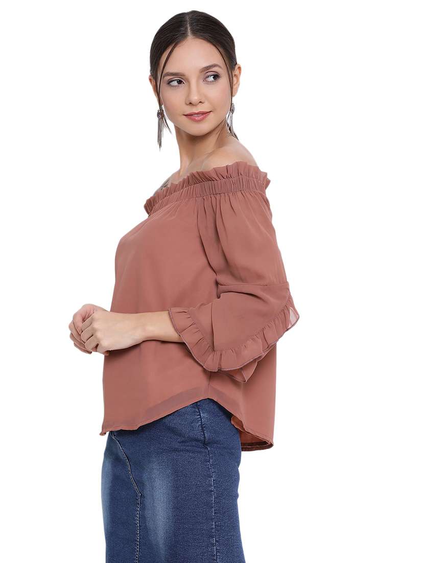 off shoulder solid top - 17843686 - Standard Image - 1