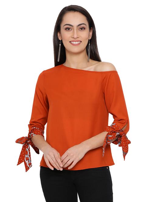 tie knot sleeved solid top - 17843687 - Standard Image - 0