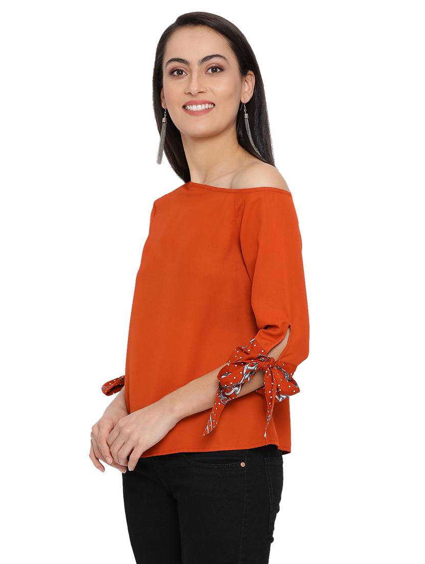 tie knot sleeved solid top - 17843687 -  Standard Image - 1