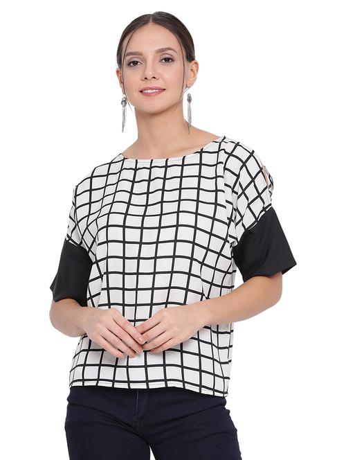 slit sleeved checkered  top - 17843689 -  Standard Image - 0