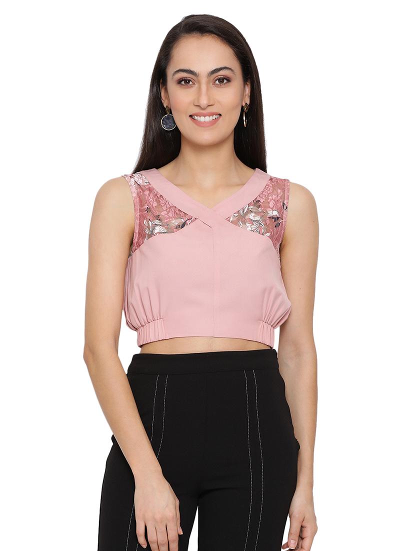 mesh panel crop top - 17843698 - Zoom Image - 0