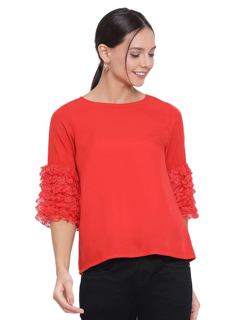 bell sleeved solid top - 17843703 - Zoom Image - 0