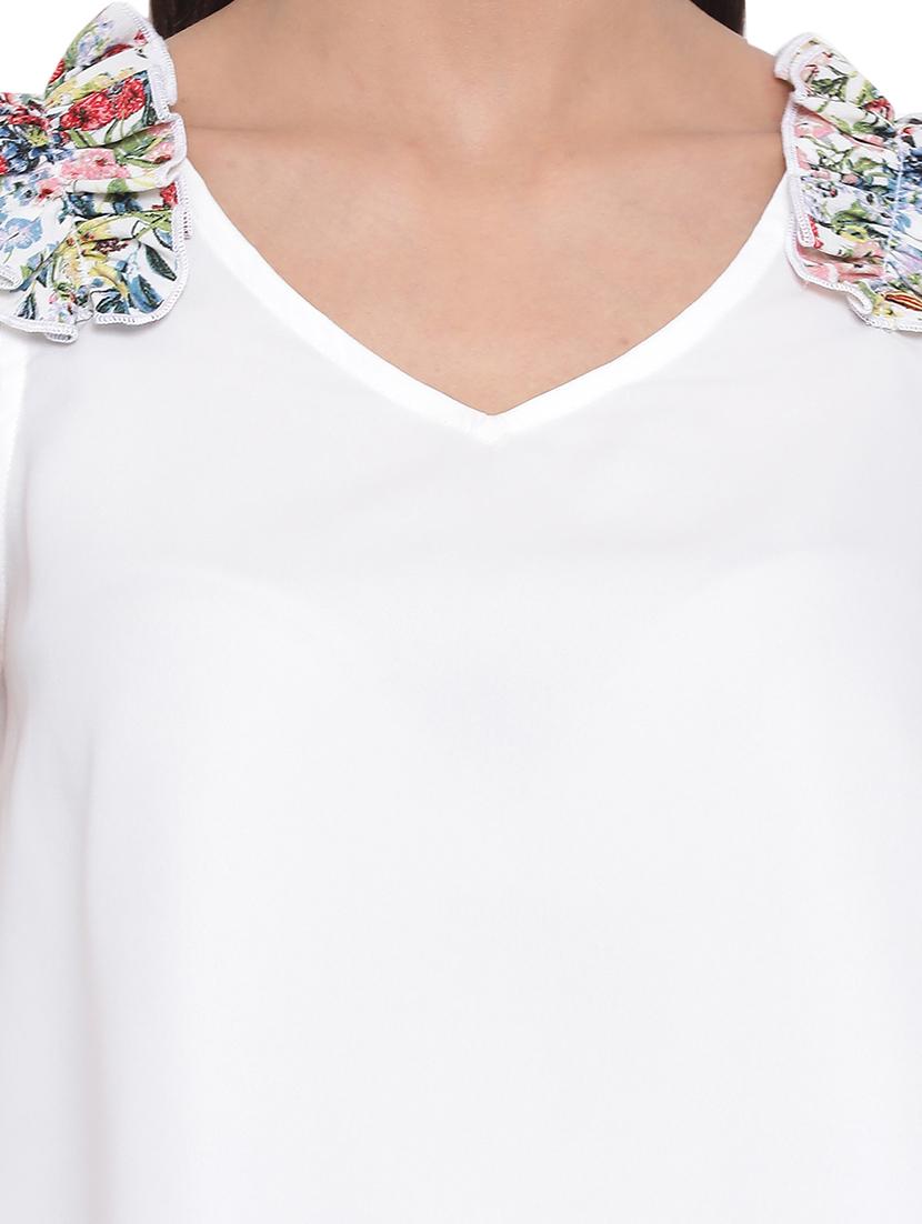 frill detail v-neck top - 17843705 - Standard Image - 4