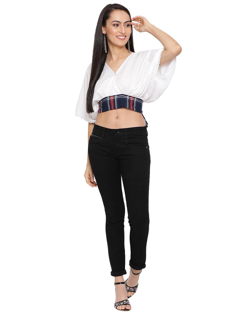 overlap neck crop top - 17843706 - Standard Image - 1