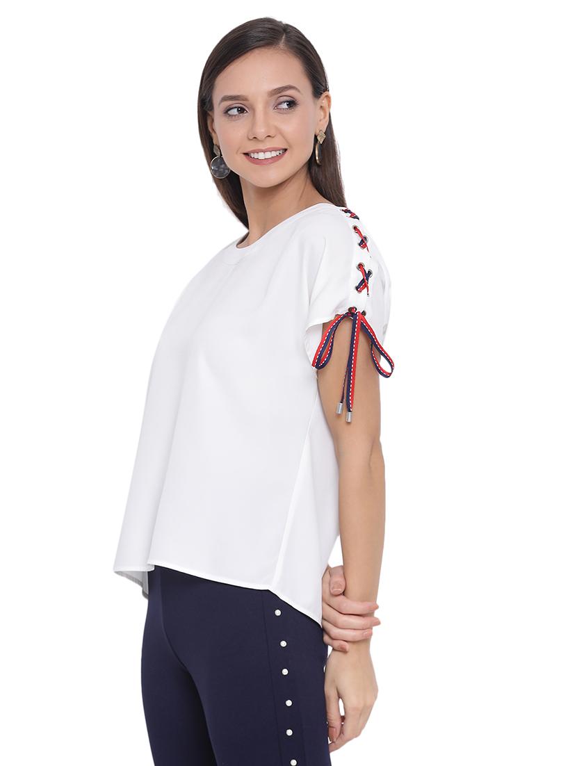 tie knot sleeved solid top - 17843707 -  Standard Image - 1